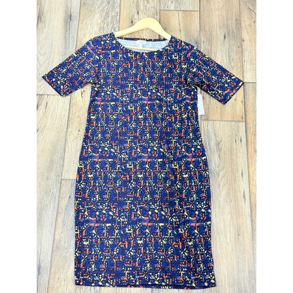 LuLaRoe Julia Dress Large Color Multicolor Stretch Knee Length Comfy - Picture 15 of 15